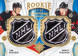 Rookie Tandem Shield Patches, Tim Stutzle, Brady Tkachuk