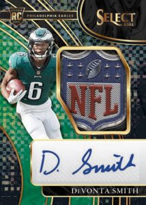 JUMBO ROOKIE SIGNATURE SWATCHES BLACK PRIZM NFL SHIELD, DeVonta Smith