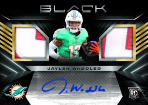 2022 Panini Black Football- ROOKIE SIGNATURE MATERIALS GOLD, Jalen Waddled