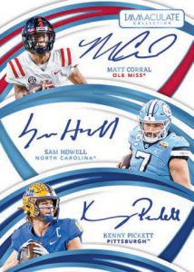 IMMACULATE TRIOS AUTOGRAPHS PLATINUM, Matt Corral, Sam Howell, Kenny Pickett