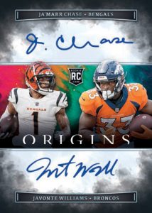 2022 Panini Origins Football - DUAL ROOKIE AUTOGRAPHS BLACK, Javonte Williams and Ja'Marr Chase