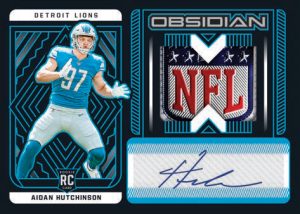 2022 Panini Obsidian Football - ROOKIE JERSEY AUTOGRAPHS ELECTRIC ETCH BLUE FINITE, Aidan Hutchinson