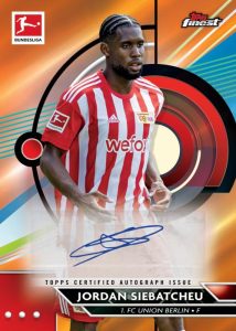 2022 23 Topps Finest Bundesliga Soccer Autograph Card –Orange Refractor Parallel Jordan Siebatcheu