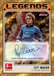 2022 23 Topps Finest Bundesliga Soccer Finest Bundesliga Legends –Superfractor Autograph Parallel Sepp Maier