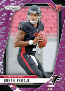 2024 Panini Prizm Football Michael Penix Jr Rookie Prizm Purple Pulsar Card – 2024 Panini Prizm Football Hobby Mega Box