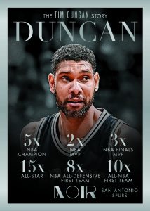 2024 25 Panini Noir Basketball Insert Tim Duncan Card – 2024-25 Panini Noir Basketball