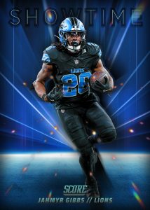 2025 Panini Score Football Insert Showtime Jahmyr Gibbs Card – 2025 Panini Score Football