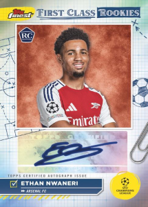 Ethan Nwaneri Finest First Class Autograph Card – 2024-25 Topps Finest UEFA Club Competitions Soccer