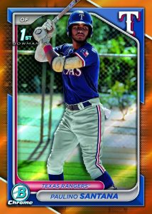 Paulino Santana Orange Refractor Card – 2024 Bowman Chrome Baseball