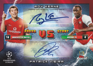 Roy Keane Patrick Viera Rivals Dual Autograph Red Card – 2024-25 Topps Finest UEFA Club Competitions Soccer