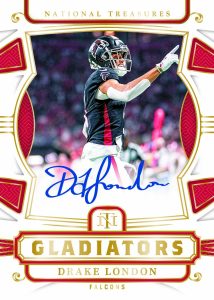 2024 Panini National Treasures NFL Trading Card Box Autograph Gladiators Drake London Card – 2024 Panini National Treasures NFL Trading Card Box