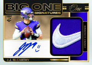 2024 Panini ONE Football Autograph Relic JJ McCarthy Card –