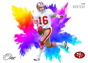 2024 Panini ONE Football Insert Color Blast Joe Montana Card –