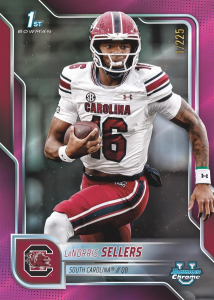 LaNorris Sellers Prospects Fuchsia - 2025 Bowman University Chrome Football