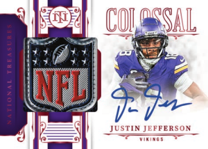 Justin Jefferson Colossal Signatures Prime NFL Shield - 2025 Panini National Treasures Football