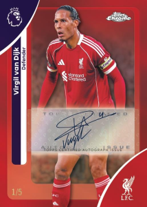 Virgil van Dijk Chrome Autograph Red - 2026 Topps Chrome Premier League Soccer