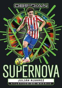 Julian Alvarez Supernova Electric Etch Green - 2025-26 Panini Obsidian Soccer