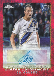 Zlatan Ibrahimovic Topps 1995 Autograph Red Donut Holes - 2025 Topps MLS Chrome Soccer