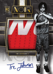 Tre Johnson Rookie Patch Autographs Black and White Holo Gold - 2025-26 Panini Noir Basketball